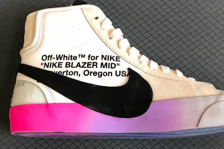 Virgil Abloh Nike Blazer Studio Release info off-white sneakers footwear collaboration rainbow sole