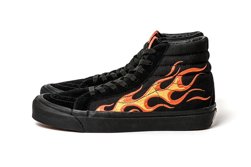 WTAPS vans vault collaboration flames crocodile pattern print leather suede canvas navy green black blue old skool sk8 hi era LX japan skate sneaker shoe drop release date buy info purchase leak teaser july 7 21 2018 half cab digital camouflage
