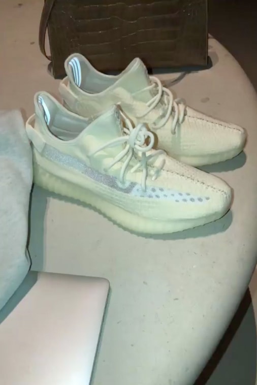 Kim Kardashian West Another YEEZY 350 Clear Stripe V2 Colorways Leak Instagram Story Coming Soon Kanye West Grey White Pattern Knit Release Details Information First Look Clear Translucent See Through Transparent