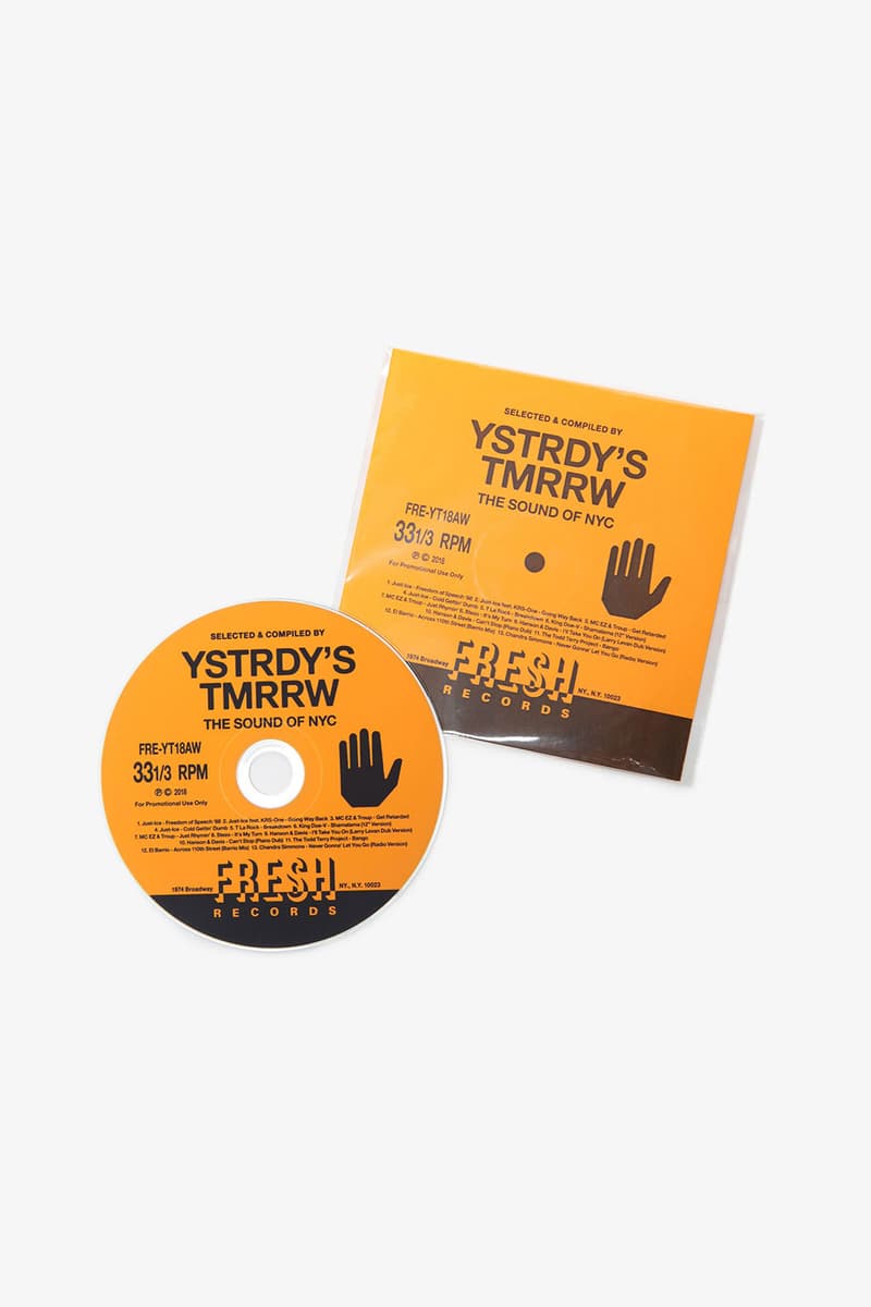 YSTRDY'S TMRRW fresh records collection collaboration compilation cd tee shirts long short sleeve logo Just-Ice - Freedom of Speech ‘88 2. Just-Ice feat. KRS-One - Going Way Back 3. MC EZ & Troup - Get Retarded 4. Just-Ice - Cold Gettin’ Dumb 5. T La Rock - Breakdown 6. King Doe-V - Shamalama (12" Version) 7. MC EZ & Troup - Just Rhymin’ 8. Stezo - It's My Turn 9. Hanson & Davis - I'll Take You On (Larry Levan Dub Version) 10. Hanson & Davis - Can't Stop (Piano Dub) 11. The Todd Terry Project - Bango 12. El Barrio - Across 110th Street (Barrio Mix) 13. Chandra Simmons Never Gonna' Let You Go (Radio Version)
