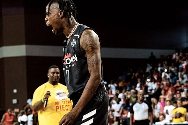 Travis Scott & Meek Mill Show Their Skills at James Harden's Charity Basketball Game