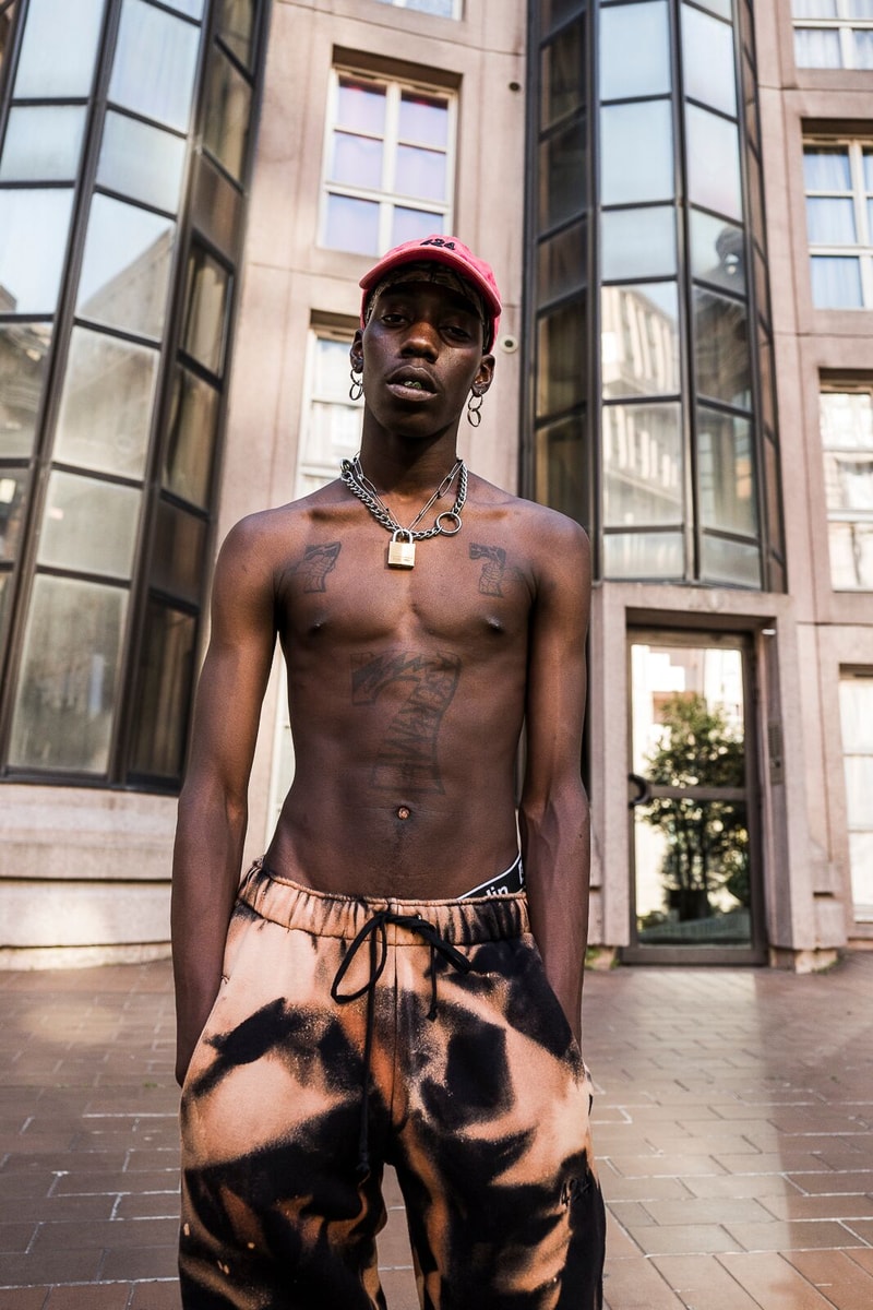 Lookbook 424 ARMES 2018 Collection collaboration red yellow brown orange denim jacket pants hoodie sweatshirt bleached thomas koenig