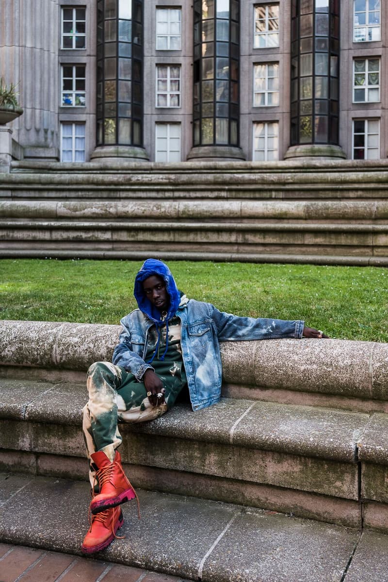 Lookbook 424 ARMES 2018 Collection collaboration red yellow brown orange denim jacket pants hoodie sweatshirt bleached thomas koenig