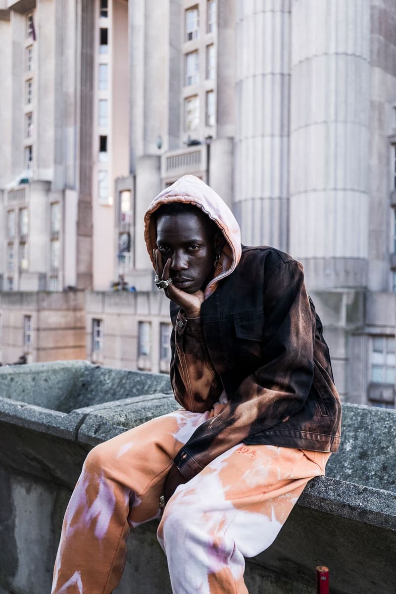 Lookbook 424 ARMES 2018 Collection collaboration red yellow brown orange denim jacket pants hoodie sweatshirt bleached thomas koenig