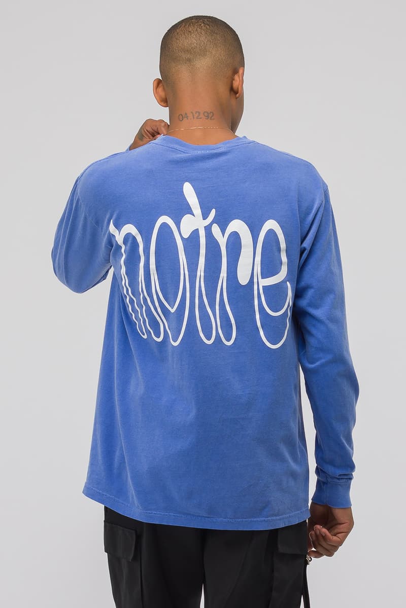 Notre private label tee shirt drop 1 first collection release drop tie dye print embroidery chuck berry