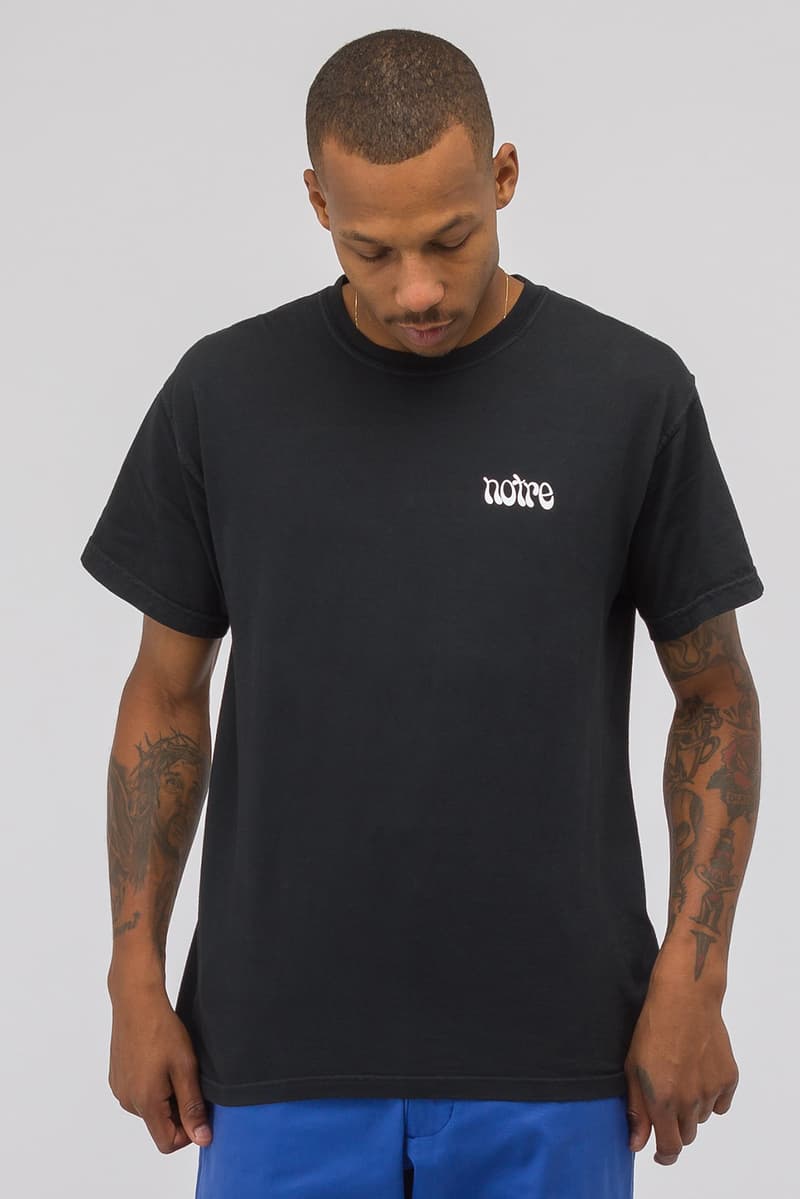 Notre private label tee shirt drop 1 first collection release drop tie dye print embroidery chuck berry