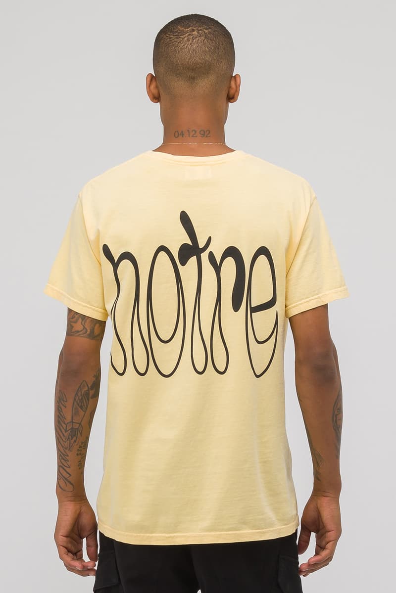 Notre private label tee shirt drop 1 first collection release drop tie dye print embroidery chuck berry