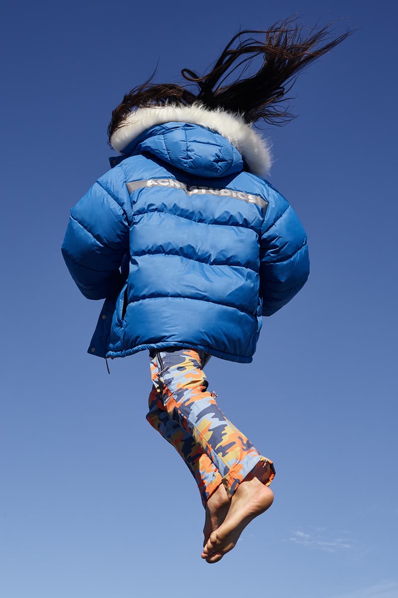 Acne Studios Fjällräven Collab Lookbook Collaboration Collection Fashion Clothing Cop Purchase Buy Available Soon Kanken Hiking Exploration Backpack T-shirt Coat Jacket Trousers Zip Shorts Sleeping Bag Camouflage Swedish