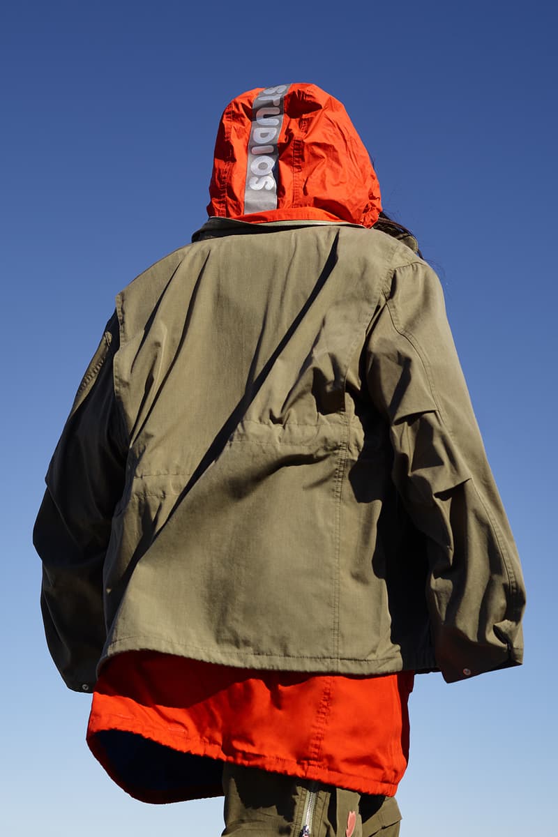 Acne Studios Fjällräven Collab Lookbook Collaboration Collection Fashion Clothing Cop Purchase Buy Available Soon Kanken Hiking Exploration Backpack T-shirt Coat Jacket Trousers Zip Shorts Sleeping Bag Camouflage Swedish