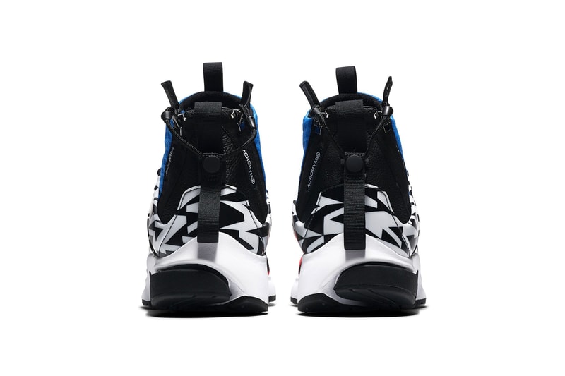 acronym nike air presto mid nike sportswear 2018 september racer pink photo blue white black footwear colorway houndstooth pattern