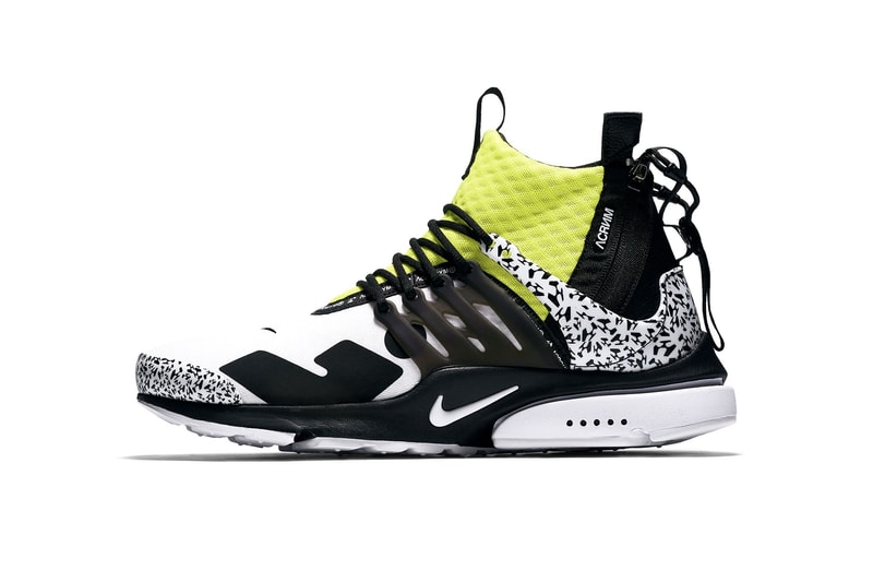 acronym nike air presto mid nike sportswear 2018 september racer pink photo blue white black footwear colorway houndstooth pattern