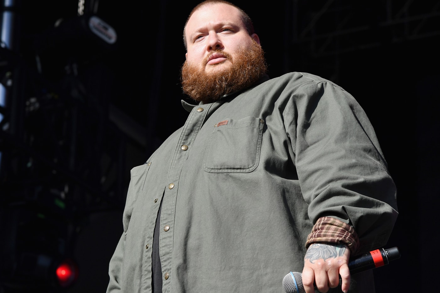 Action Bronson Rick Ross 9-24-7000 Blue Chips carhartt stage performance concert jewelry necklace diamonds beard festival