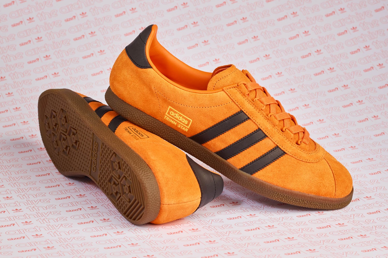 adidas Originals Archive Trimm Star Pumpkin Sneaker Details Size? Official Collaboration Release Cop Purchase Buy Kicks Shoes Trainers Orange Vintage