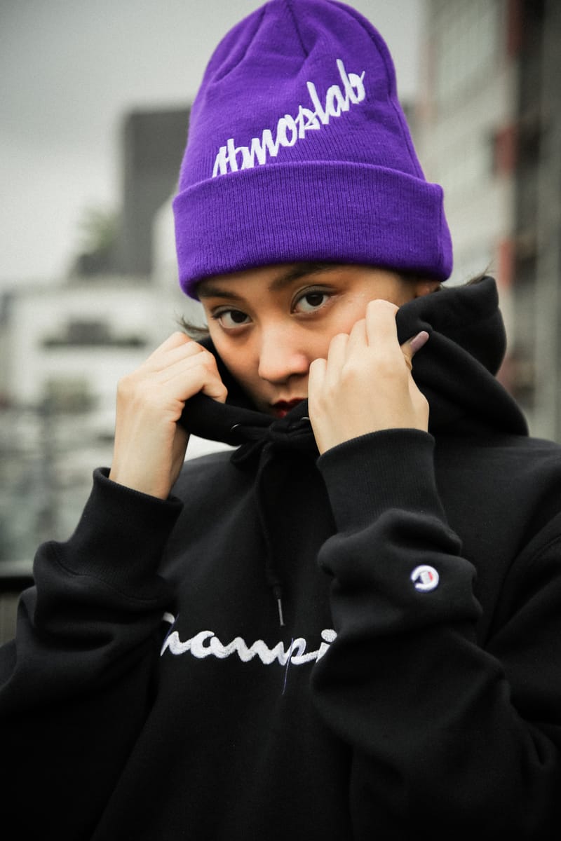 purple champion beanie