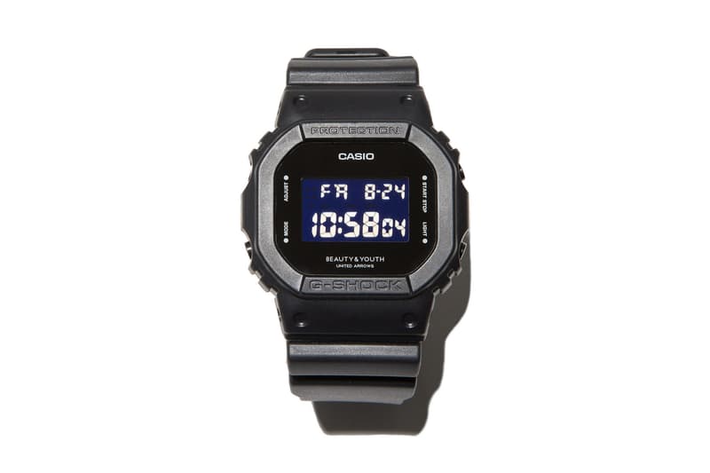 BEAUTY & YOUTH United arrows g shock dw 5600 silhouette model colorway exclusive collaboration drop august 24 2018 sepetember 7 pre order exclusive black grey watch lookbook remake