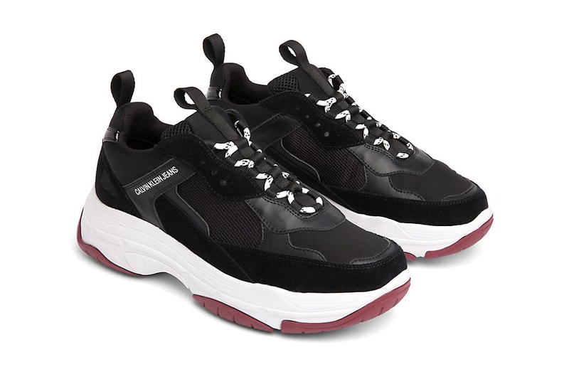 calvin klein jeans marvin chunky runner sneaker dad shoe white black tan beige suede leather 139 usd drop release available sell sale purchase buy cop raf simons