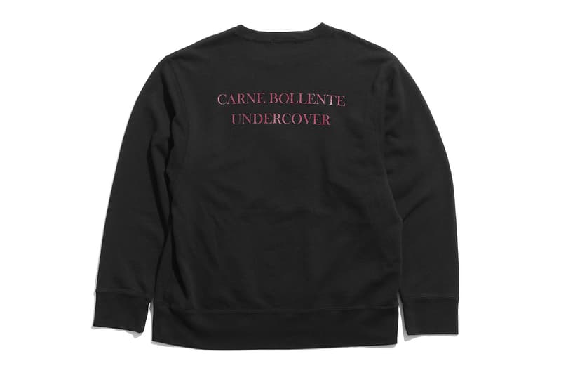 Undercover carne bollente collaboration collection sweater shirt tee tshirt hoodie coaches jacket branding embroidery paris japan madstore drop release date info august 25 2018 purchase sell sale green black white beige