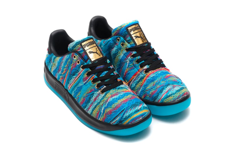 COOGI x PUMA California Sneaker Leadcat Slide blue atoll multi knit release collaboration sneaker price purchase available now buy online