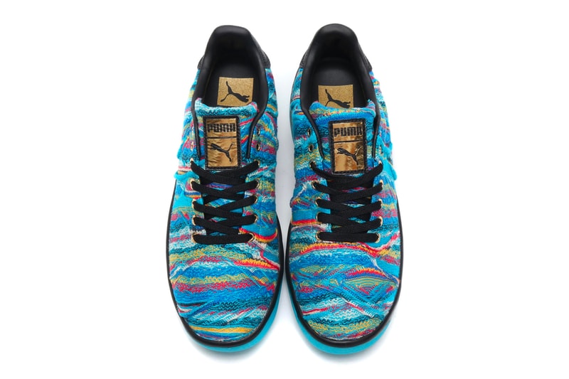 COOGI x PUMA California Sneaker Leadcat Slide blue atoll multi knit release collaboration sneaker price purchase available now buy online