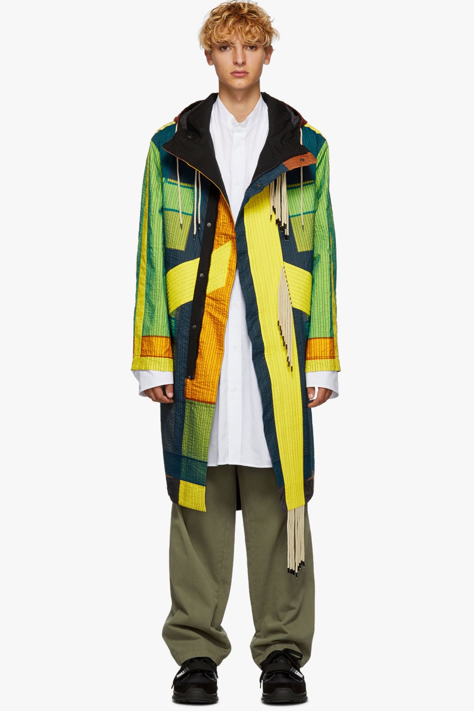 Craig Green Yellow Tent Parka Fall Winter 2018 cotton color blocked coat ssense buy purchase sale collection layer Double-Layer Organza Patchwork Parka