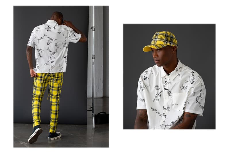 Elwood Clothing Yellow Summer Collection capsule t-shirt pants overalls camo woodland tartan punk workwear military