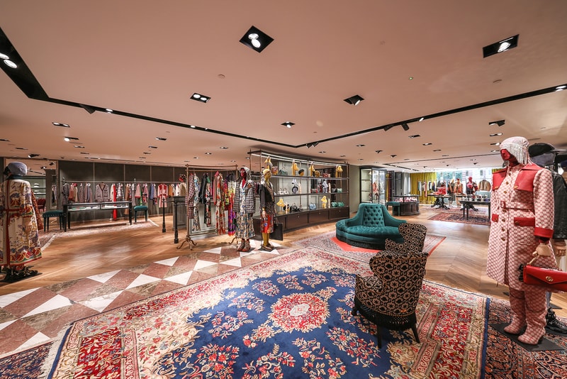 Gucci London Sloane Street Flagship Store Inside Newly Renovated 1200 Square Meters Two Floors Mens Womens Ready-to-wear Accessories Handbags Luggage Footwear Jewellery Watches Eyewear Décor Collection Dapper Dan Alessandro Michele Customization Personalization