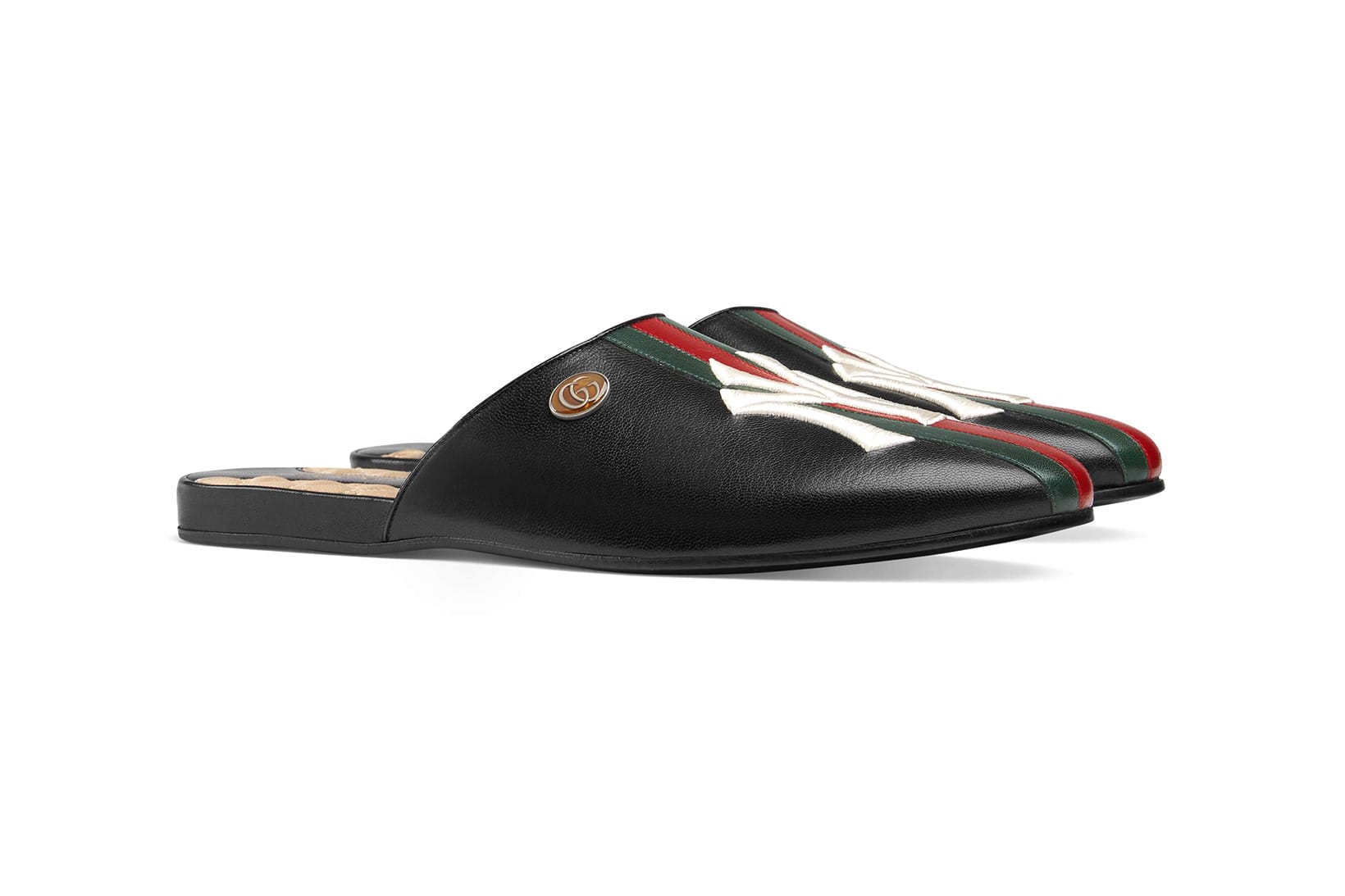 Gucci NY Yankees Leather Slippers 
