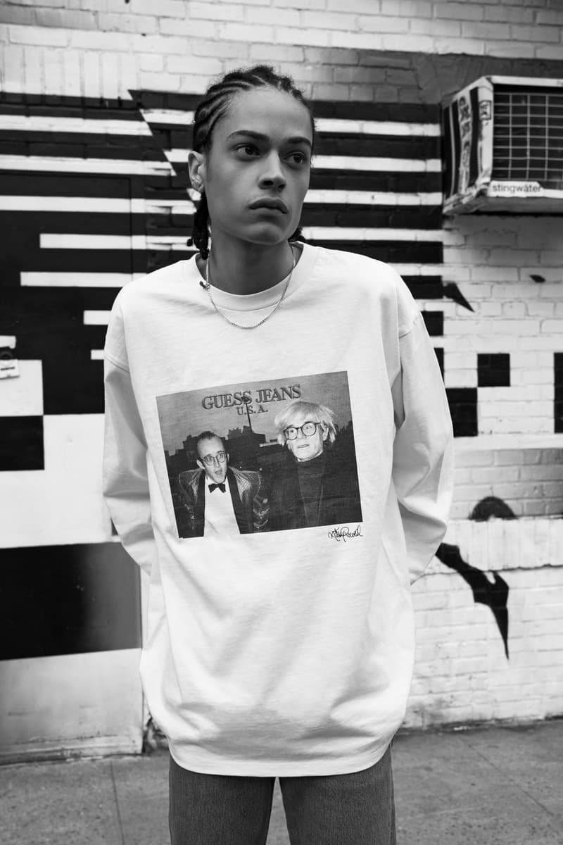 guess green label jeans usa ricky powell collaboration graphic tee shirts sweater long sleeve andy warhol keith haring grace jones print japan shibuya release date drop info buy purchase sale sell black white