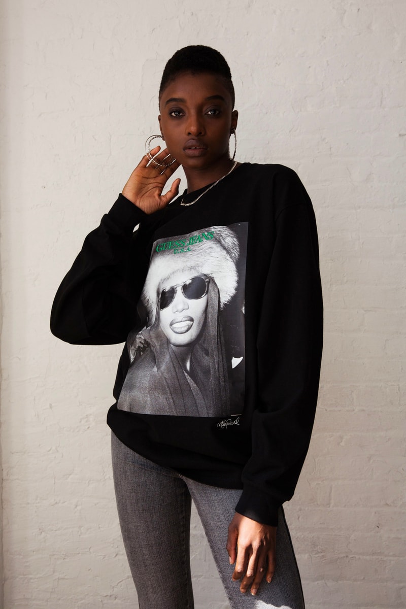 guess green label jeans usa ricky powell collaboration graphic tee shirts sweater long sleeve andy warhol keith haring grace jones print japan shibuya release date drop info buy purchase sale sell black white