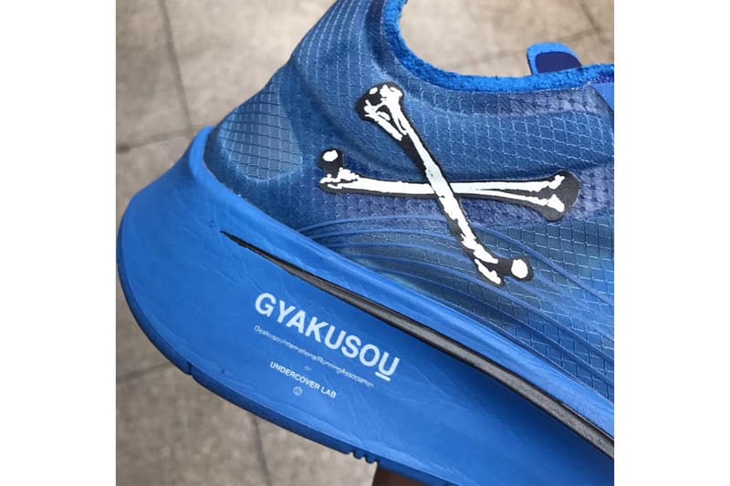 GYAKUSOU Nike Zoom Fly SP Closer Look Royal Blue Purple White Bones sneaker release date info leak jun takahashi