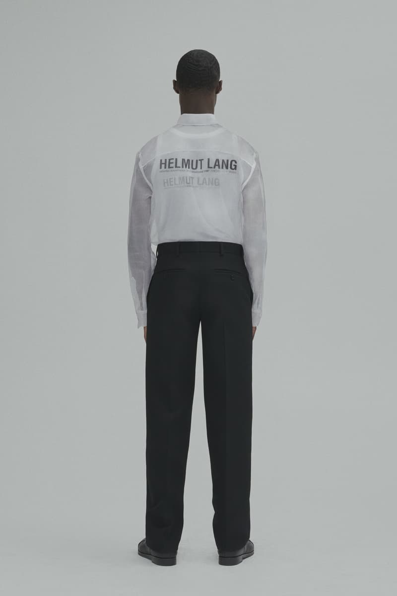 Helmut Lang Fall Winter 2018 Lookbook Jackets Outerwear Shirts Pants Jeans Puffer Sheer Branding Logo