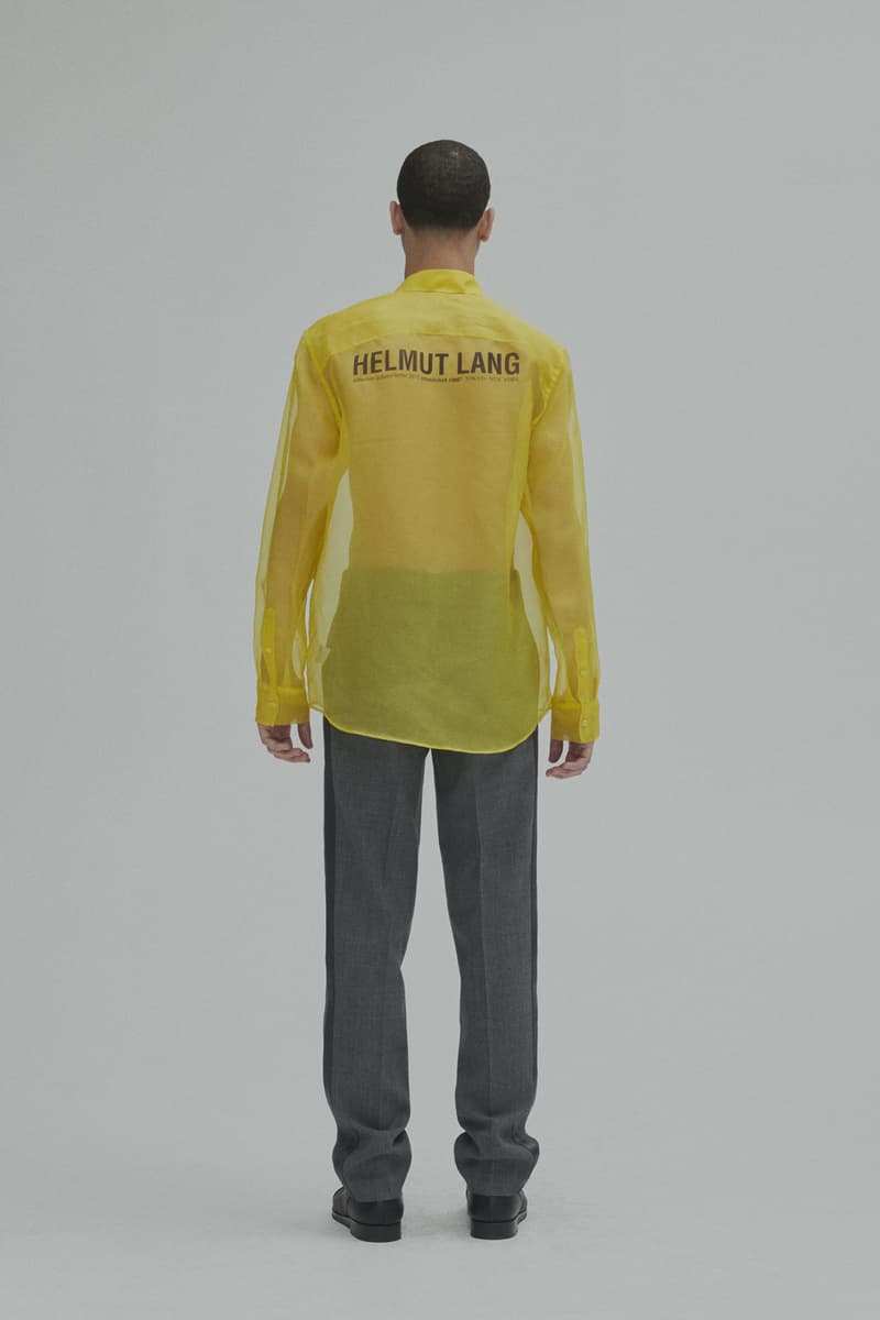 Helmut Lang Fall Winter 2018 Lookbook Jackets Outerwear Shirts Pants Jeans Puffer Sheer Branding Logo