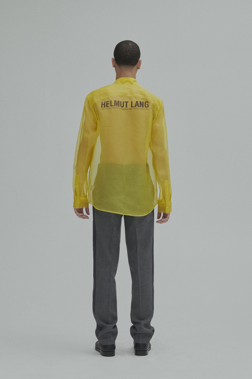 Helmut Lang Fall Winter 2018 Lookbook Jackets Outerwear Shirts Pants Jeans Puffer Sheer Branding Logo