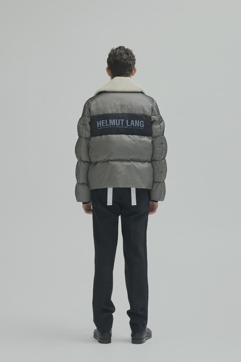 Helmut Lang Fall Winter 2018 Lookbook Jackets Outerwear Shirts Pants Jeans Puffer Sheer Branding Logo