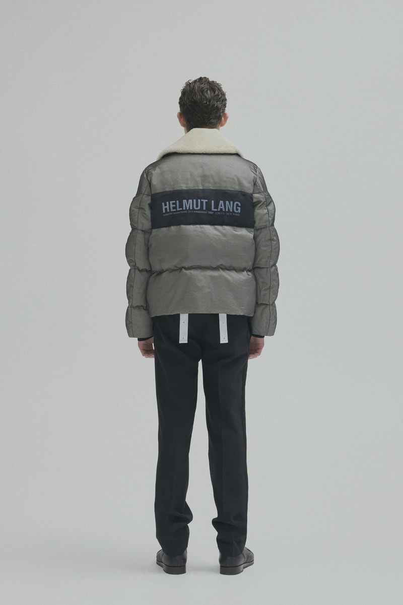 Helmut Lang Fall Winter 2018 Lookbook Jackets Outerwear Shirts Pants Jeans Puffer Sheer Branding Logo