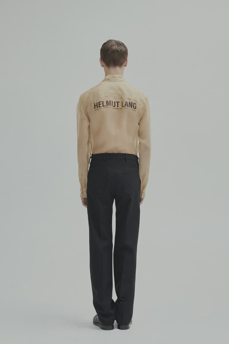 Helmut Lang Fall Winter 2018 Lookbook Jackets Outerwear Shirts Pants Jeans Puffer Sheer Branding Logo
