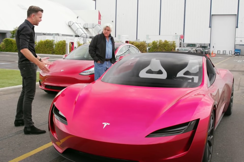 Jay Leno S Garage Tesla Roadster Test Drive Hypebeast