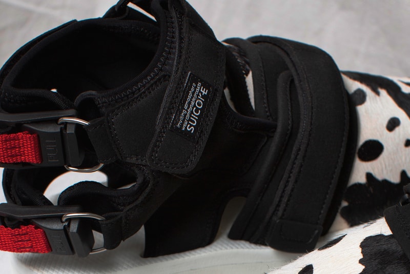 John Elliott Suicoke fall winter 2018 sandal collaboration pony hair custom collection cow black white pattern nubuck august 15 2018 Cypress