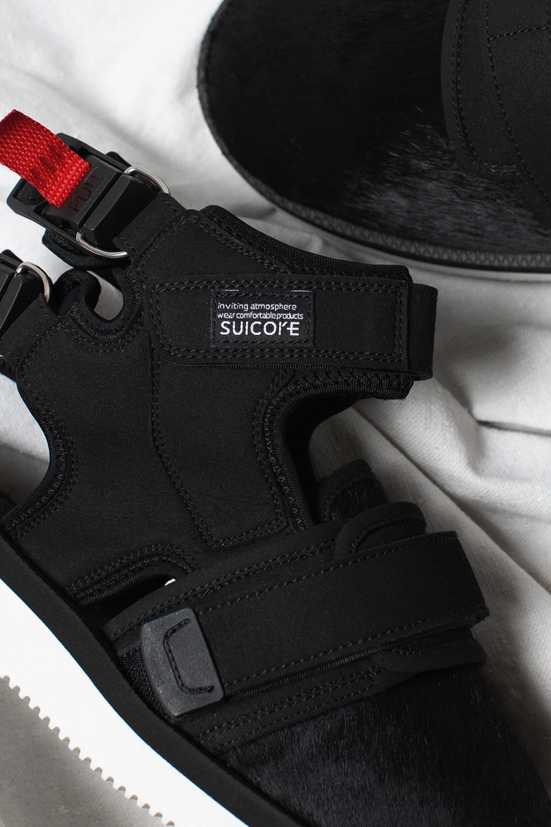 John Elliott Suicoke fall winter 2018 sandal collaboration pony hair custom collection cow black white pattern nubuck august 15 2018 Cypress