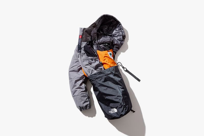 junya watanabe eye comme des garcons man the north face dolomite sleeping bag yellow grey transformable packable customized fall winter 2018 drop release date info buy purchase shop sale collaboration collection