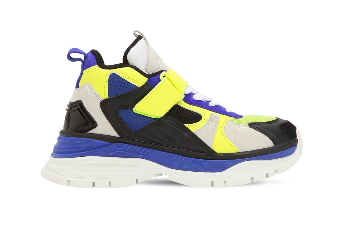 JUUN.J Chunky Leather Strap Trainer black yellow blue white release info