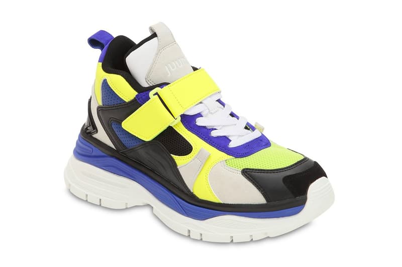 JUUN.J Chunky Leather Strap Trainer black yellow blue white release info