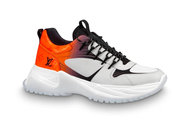 Louis Vuitton Run Away Pulse Sneaker Release Silver Grey Monogram Titanium finish White Orange Fluo canvas Yellow Python leather