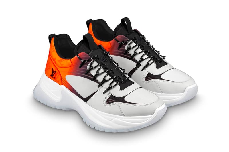 Louis Vuitton Run Away Pulse Sneaker Release Silver Grey Monogram Titanium finish White Orange Fluo canvas Yellow Python leather