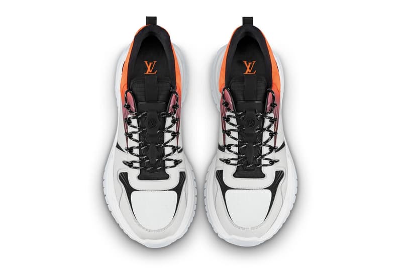 Louis Vuitton Run Away Pulse Sneaker Release Silver Grey Monogram Titanium finish White Orange Fluo canvas Yellow Python leather