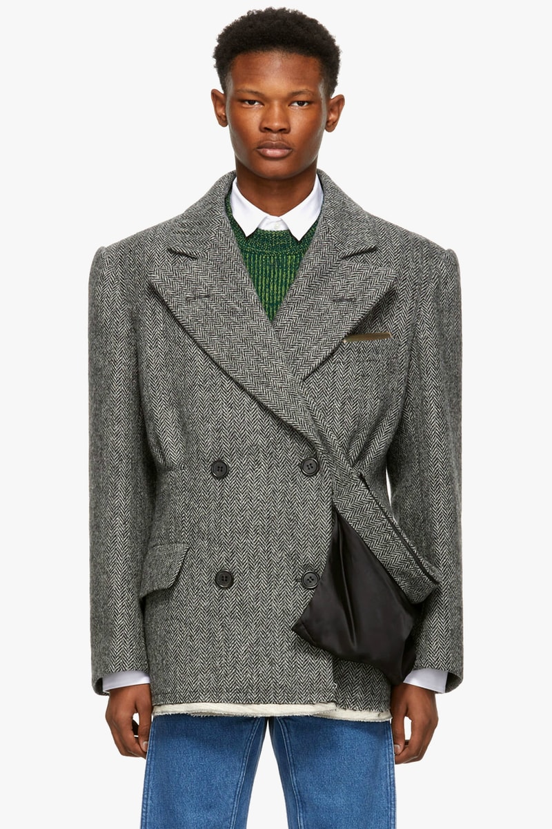 Maison Margiela Fall Winter 2018 Peacoat Blazer release info black white herringbone