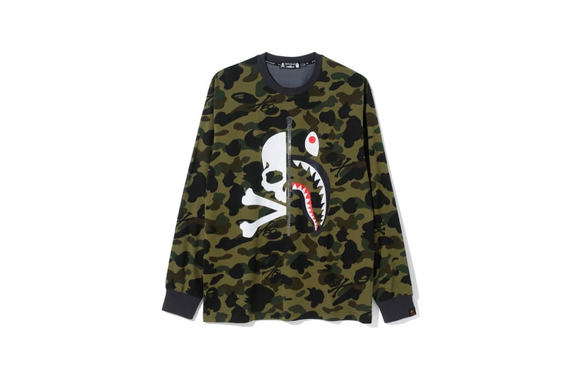 mastermind vs BAPE Collaboration Announcement Skulls Black Shark Jacket