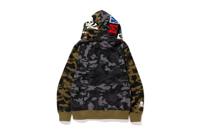 mastermind vs BAPE Collaboration Announcement Skulls Black Shark Jacket