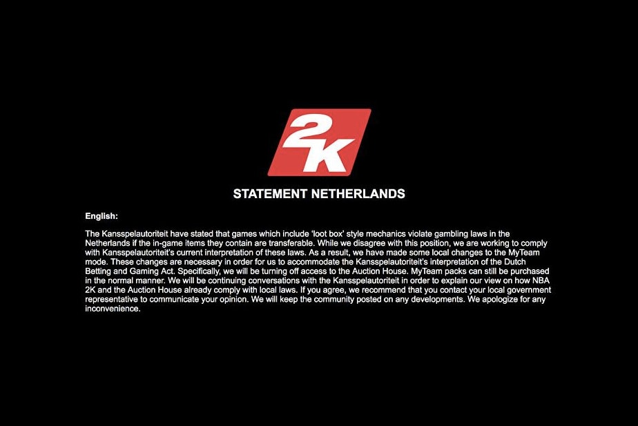 NBA 2K19 Microtransactions Belgium Dutch Gambling Laws PC PlayStation 3 4 Xbox 360 Xbox One Gaming Consoles