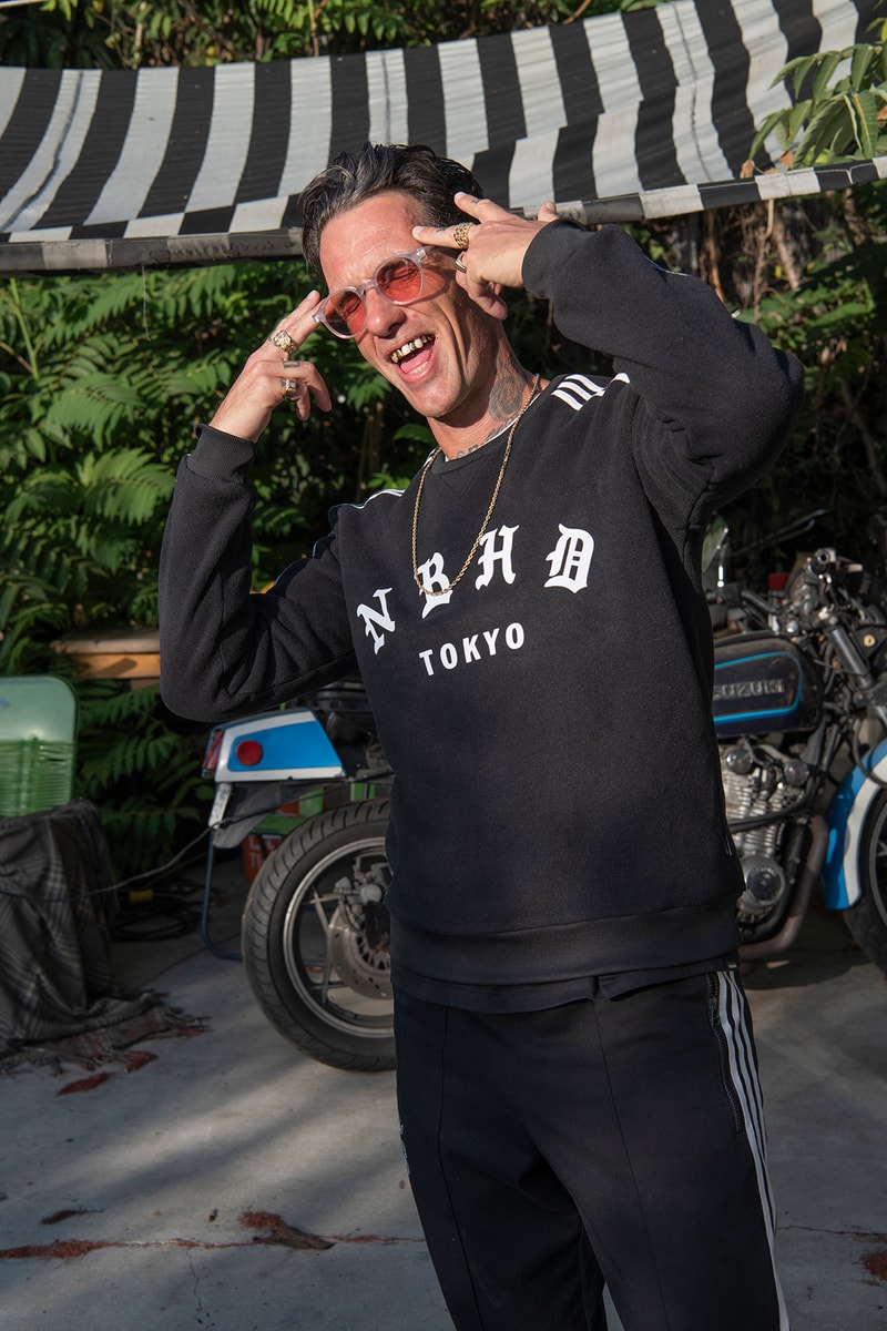 NEIGHBORHOOD adidas Originals Fall Winter 2018 lookbook cali thornhill dewitt la los angeles shinsuke takizawa japan collaboration collection official look drop release date info kamanda tracksuit sneaker september 1 2018 Stan Smith I-5923 graphics